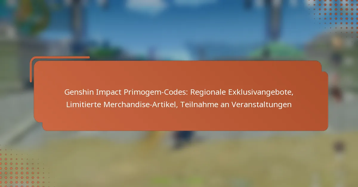 Genshin Impact Primogem-Codes: Regionale Exklusivangebote, Limitierte Merchandise-Artikel, Teilnahme an Veranstaltungen